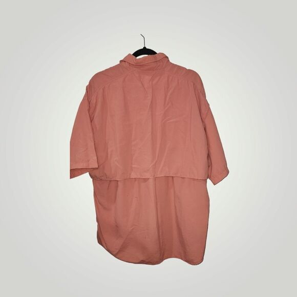 Columbia Men’s Button Up Vented Fishing Shirt Short Sleeve coral! Pink XL - Picture 2 of 9